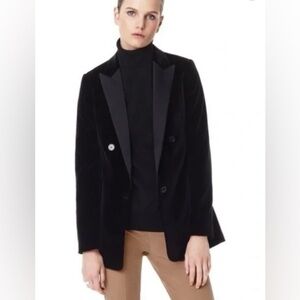 Theory Black Velvet Double-Breasted Blazer